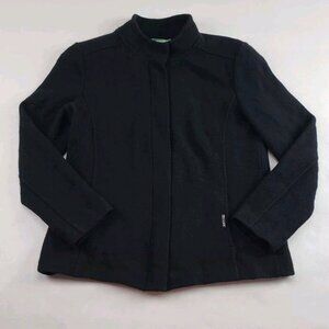 Geiger 100% Wool Full Zip Jacket Womens Medium 38 Black Front Pockets Austria